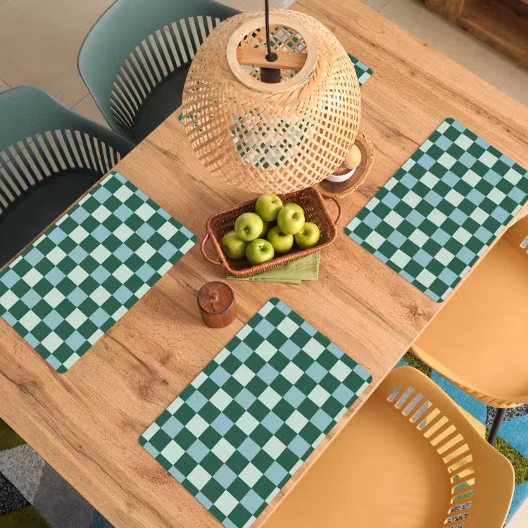 Placemat - 6 stuks - Schaakbord - Klassiek - Groen — 6