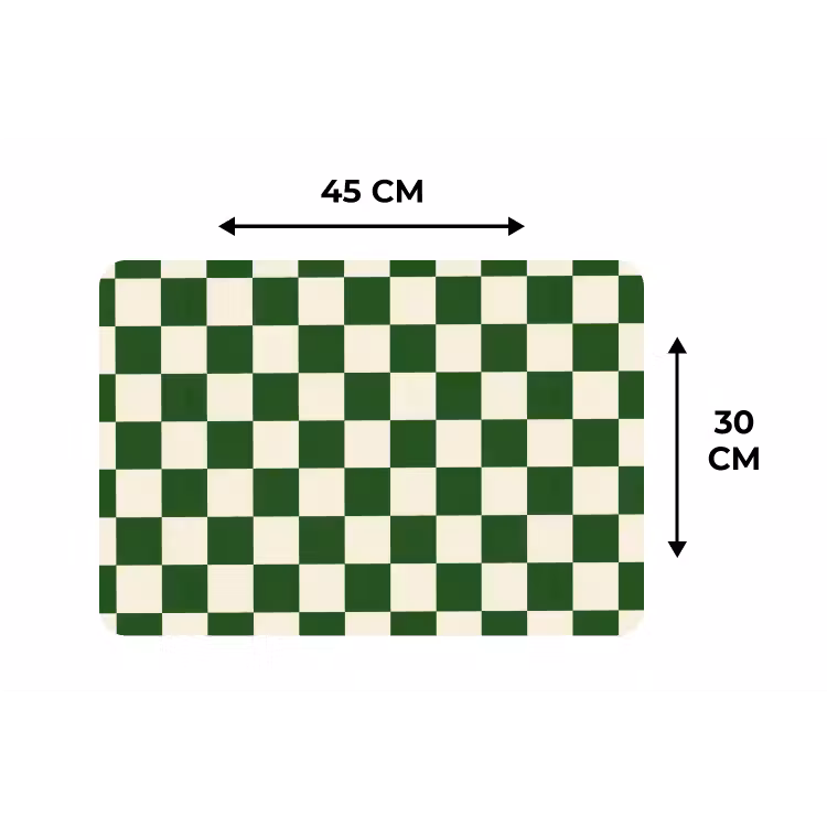 Placemat - 6 stuks - Schaakbord - Patroon - Groen — 3