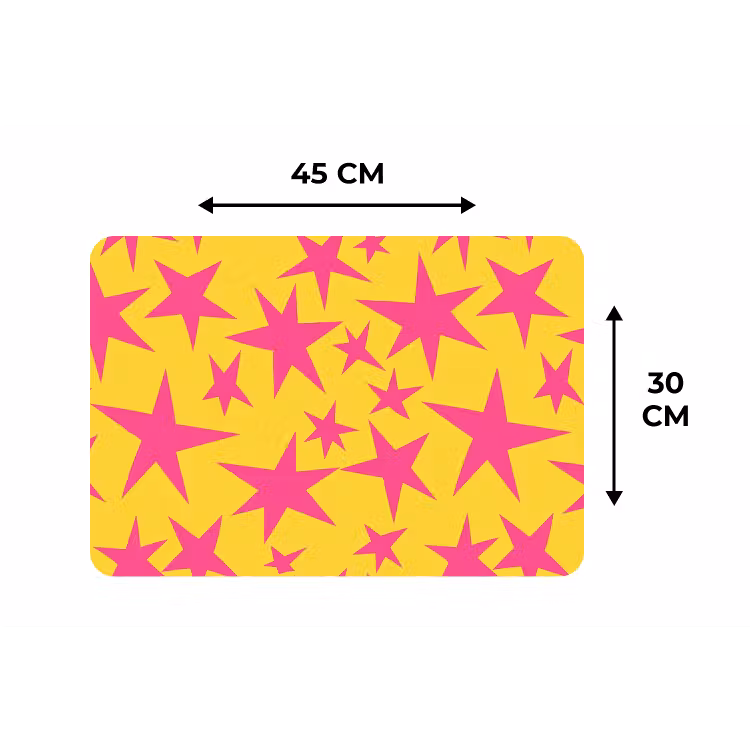 Placemat - 6 stuks - Sterren - Patroon - Roze - Geel — 3