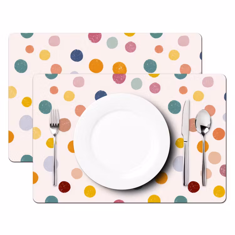 Placemat - 6 stuks - Stippen - Subtiel - Kleurrijk — 2