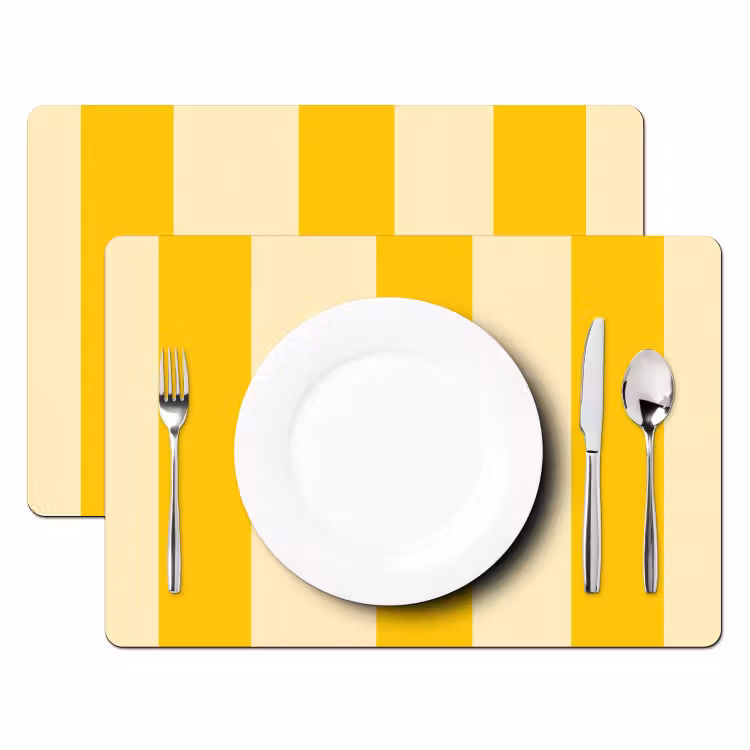 Placemat - 6 stuks - Strepen - Klassiek - Geel — 2