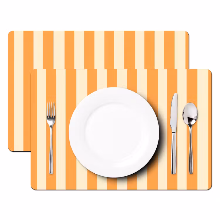 Placemat - 6 stuks - Strepen - Patroon - Oranje — 2