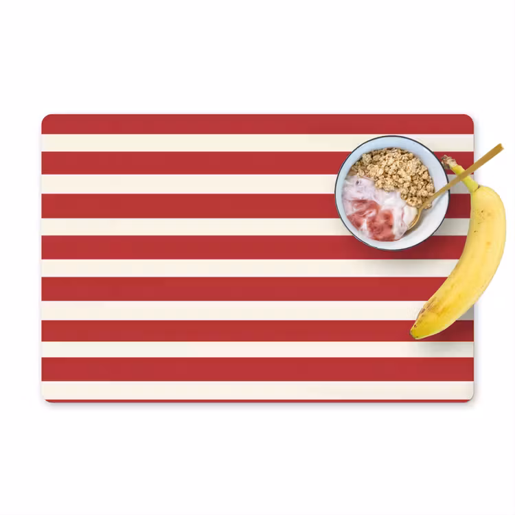 Placemat - 6 stuks - Strepen - Patroon - Rood — 1