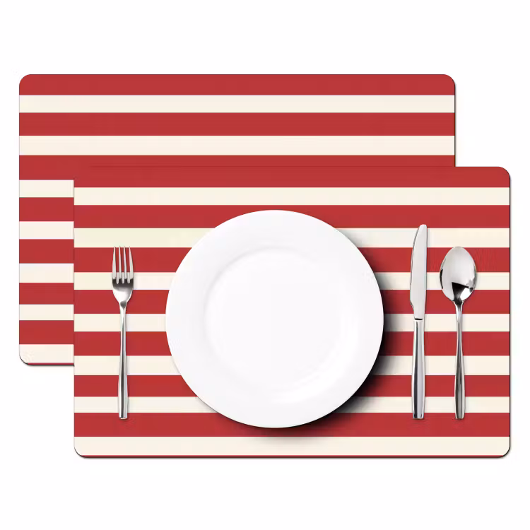 Placemat - 6 stuks - Strepen - Patroon - Rood — 2