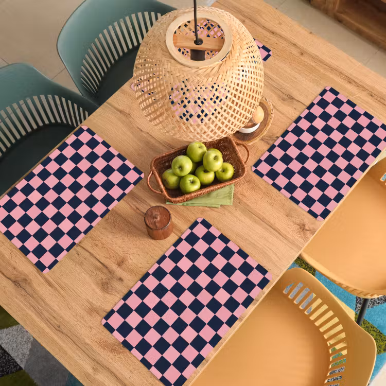 Placemat - 6 stuks - Traditioneel - Patroon - Blauw - Roze — 6