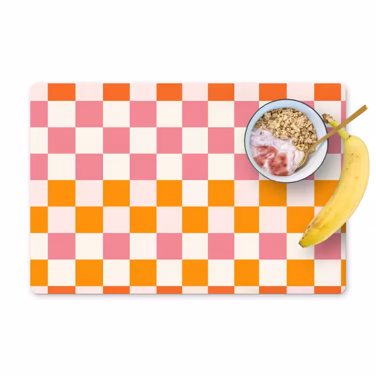 Placemat - 6 stuks - Vierkant - Patroon - Oranje — 1