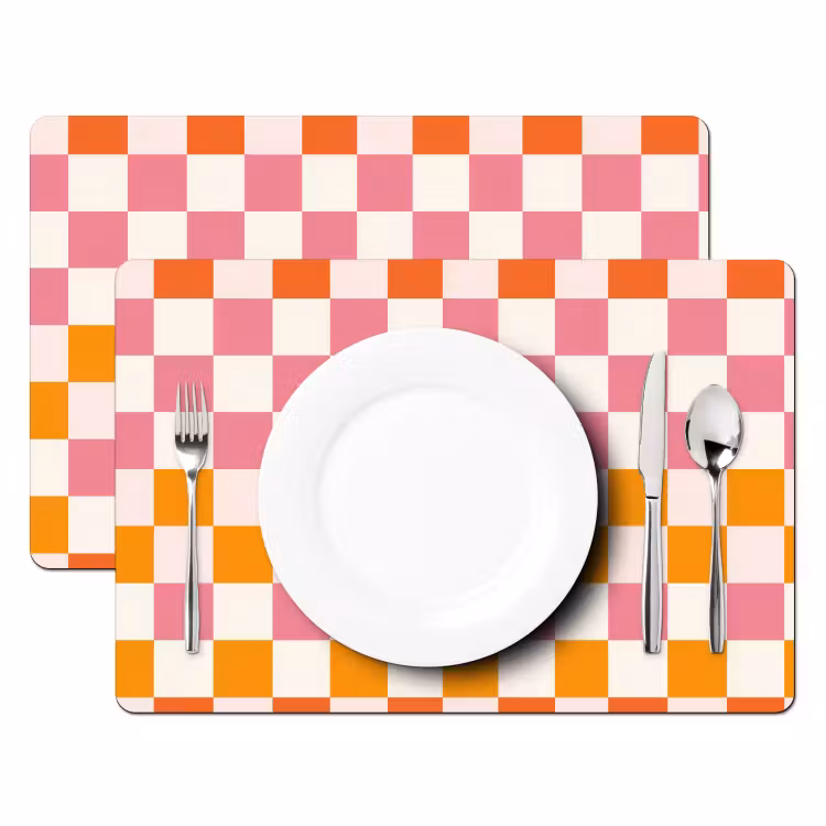 Placemat - 6 stuks - Vierkant - Patroon - Oranje — 2