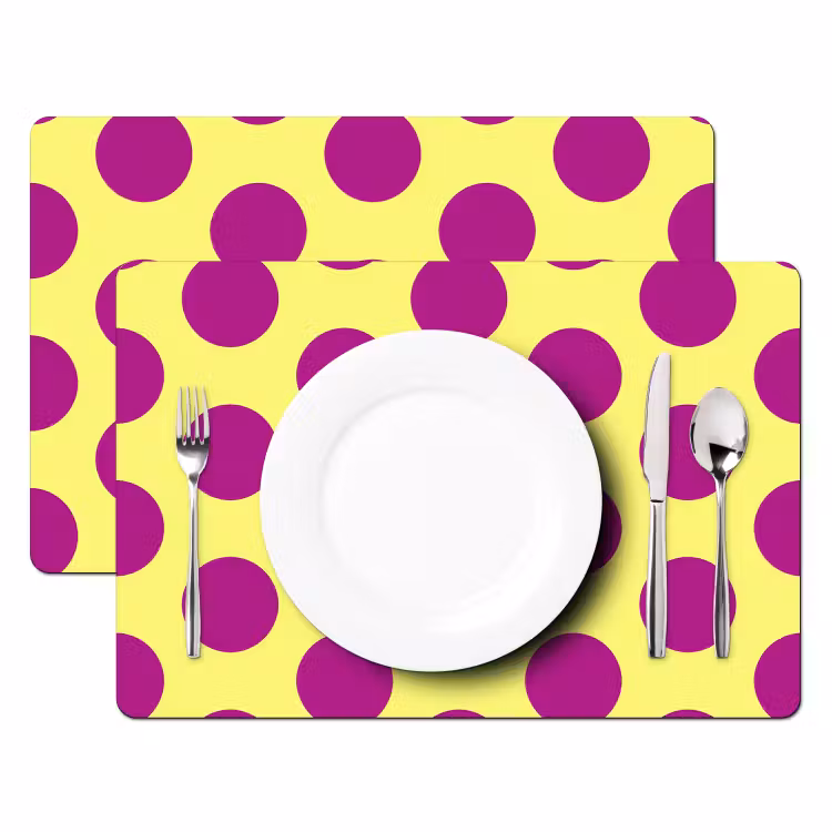Placemat - 6 stuks - Dots - Klassiek - Geel — 2
