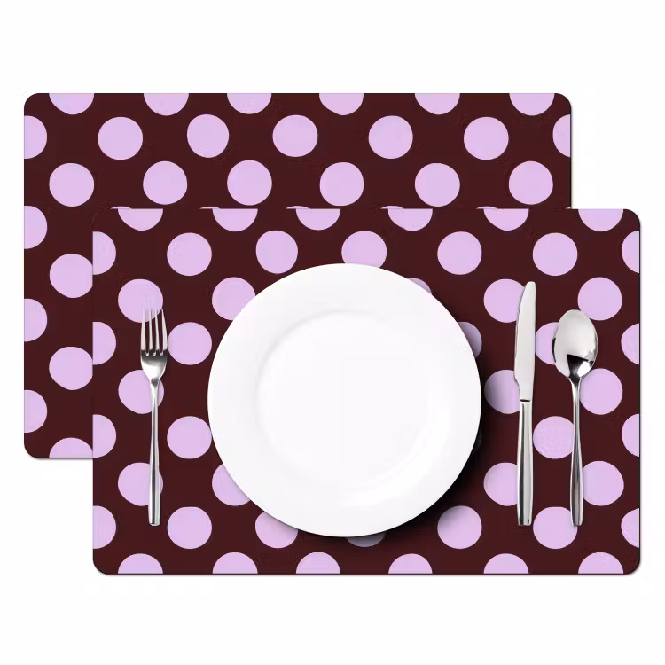 Placemat - 6 stuks - Klassiek - Stippen - Paars — 2