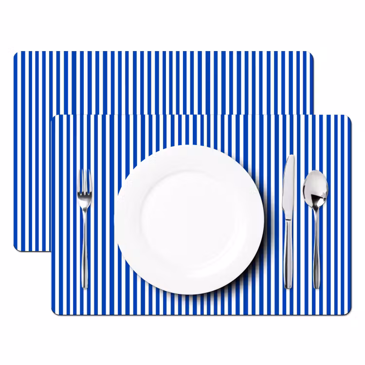 Placemat - 6 stuks - Klassiek - Strepen - Blauw — 2