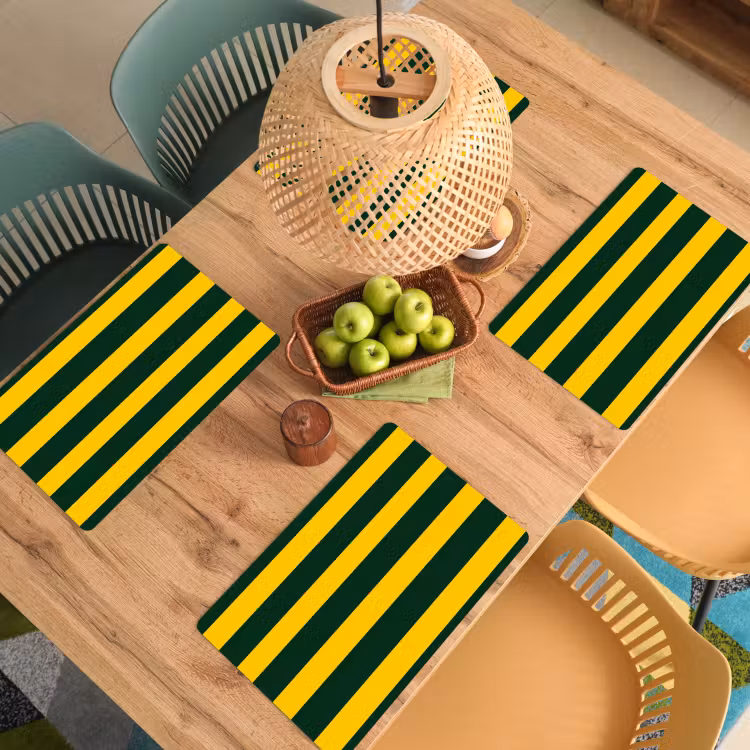 Placemat - 6 stuks - Klassiek - Strepen - Groen — 6