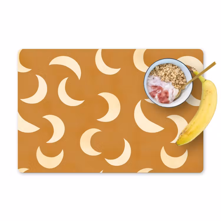 Placemat - 6 stuks - Manen - Patroon - Oker — 1