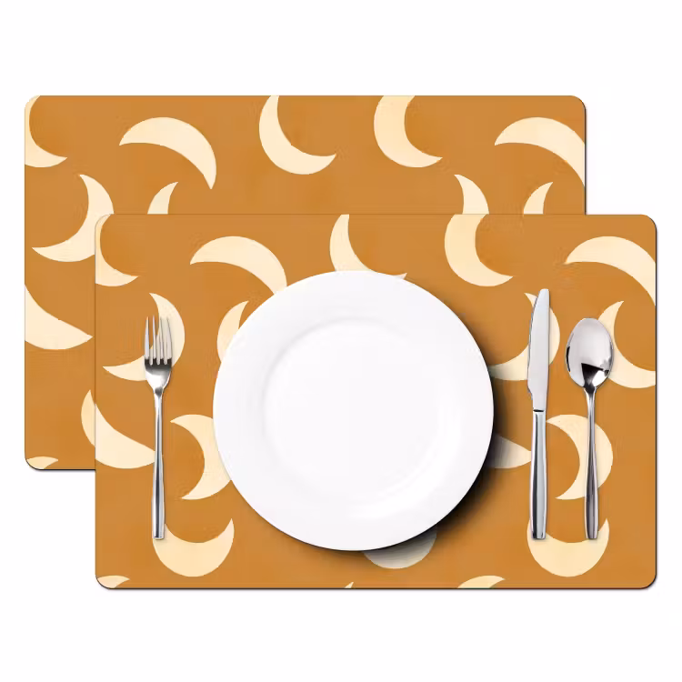 Placemat - 6 stuks - Manen - Patroon - Oker — 2