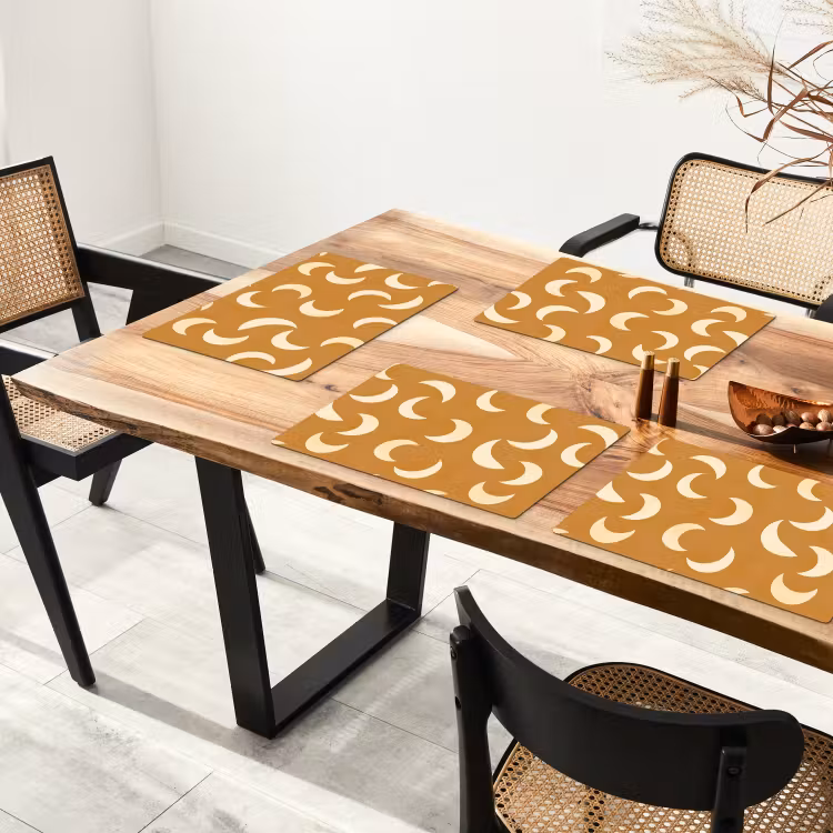 Placemat - 6 stuks - Manen - Patroon - Oker — 5