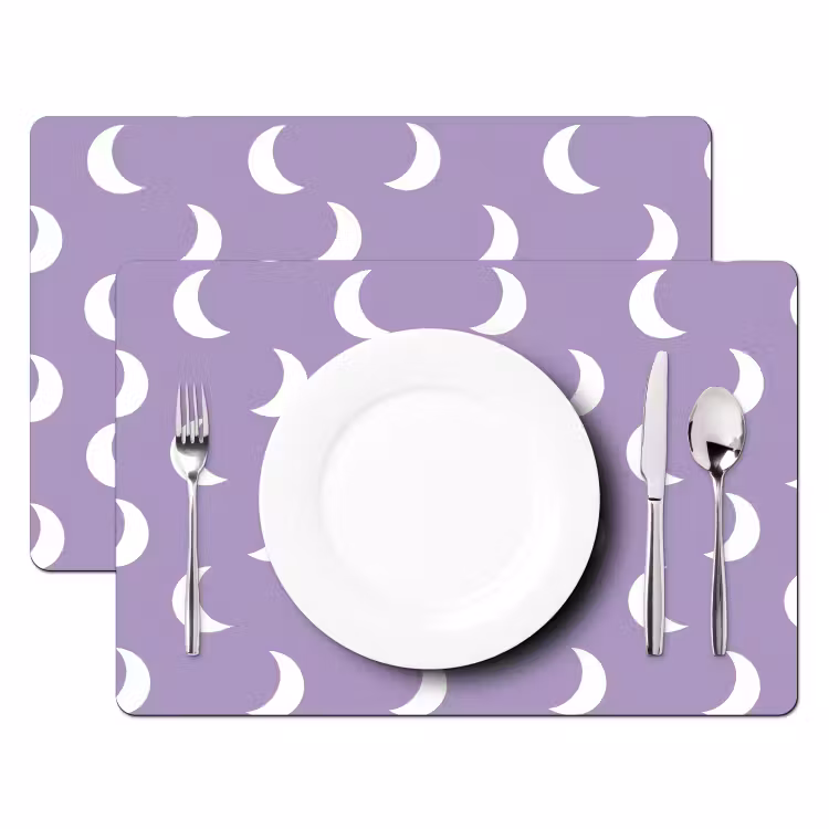 Placemat - 6 stuks - Manen - Patroon - Paars — 2