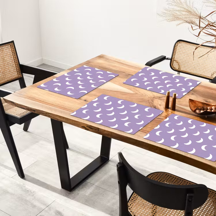Placemat - 6 stuks - Manen - Patroon - Paars — 5