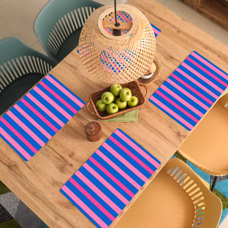 Placemat - 6 stuks - Modern - Optisch - Roze — 6
