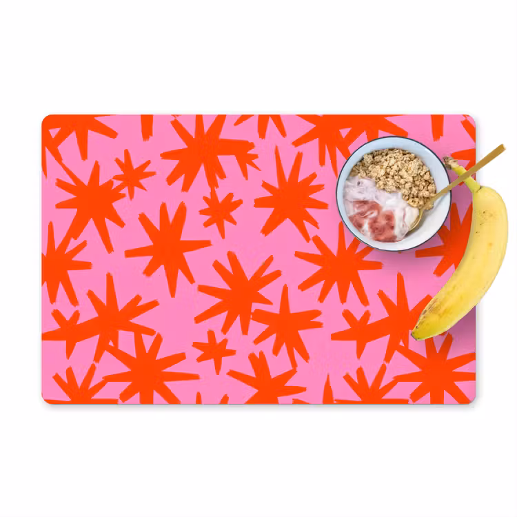Placemat - 6 stuks - Modern - Sterren - Roze — 1