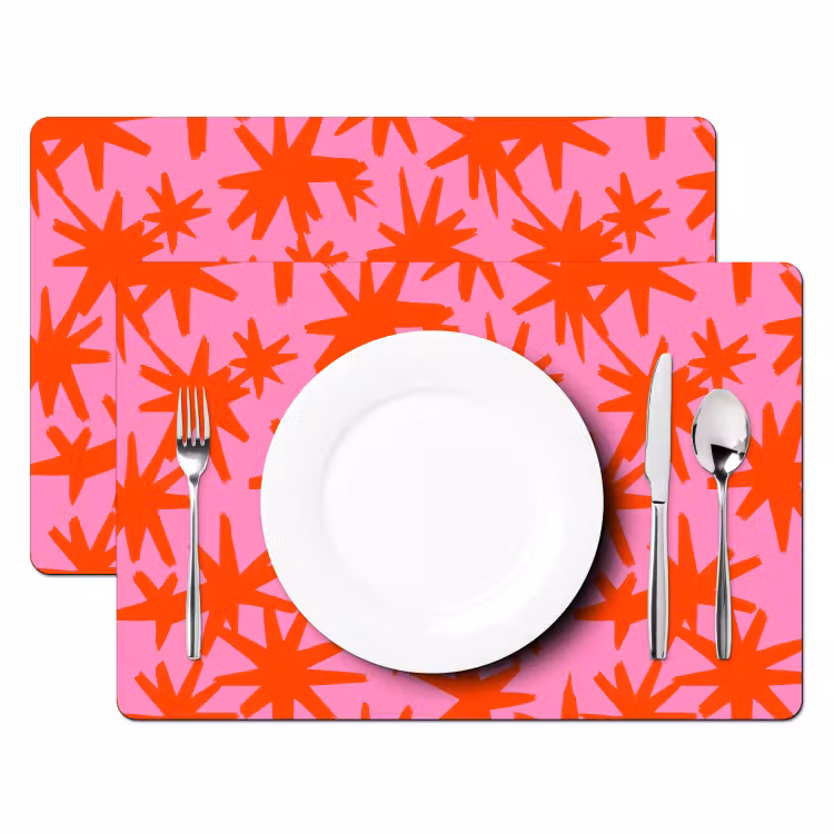 Placemat - 6 stuks - Modern - Sterren - Roze — 2