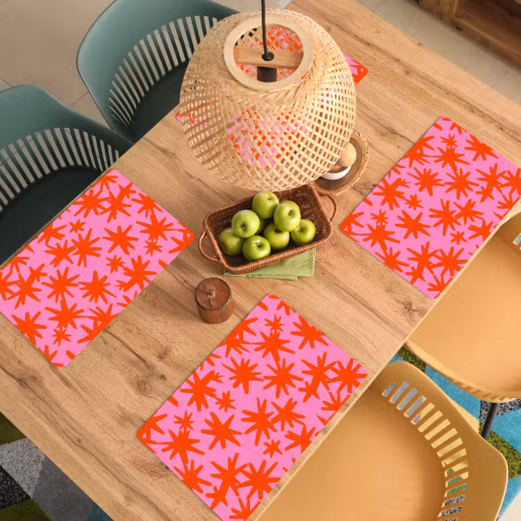 Placemat - 6 stuks - Modern - Sterren - Roze — 6