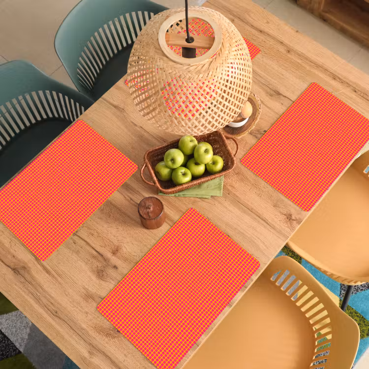 Placemat - 6 stuks - Modern - Stippen - Oranje — 6