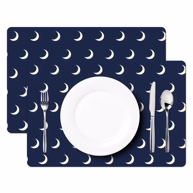 Placemat - 6 stuks - Patroon - Manen - Blauw — 2