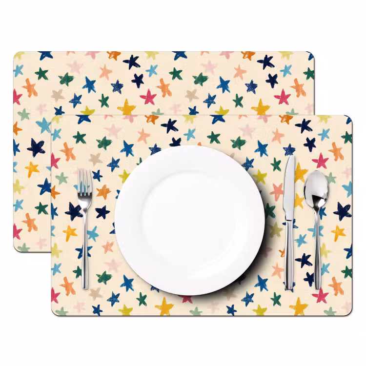 Placemat - 6 stuks - Patroon - Sterren - Kleurrijk — 2