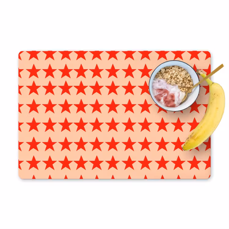 Placemat - 6 stuks - Patroon - Sterren - Rood — 1