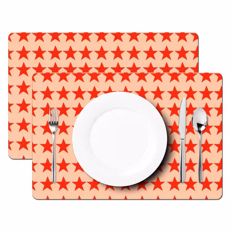 Placemat - 6 stuks - Patroon - Sterren - Rood — 2