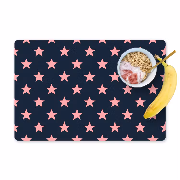 Placemat - 6 stuks - Patroon - Sterren - Roze — 1