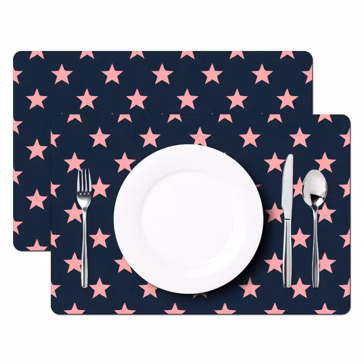 Placemat - 6 stuks - Patroon - Sterren - Roze — 2