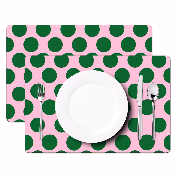 Placemat - 6 stuks - Polkadots - Patroon - Groen — 2