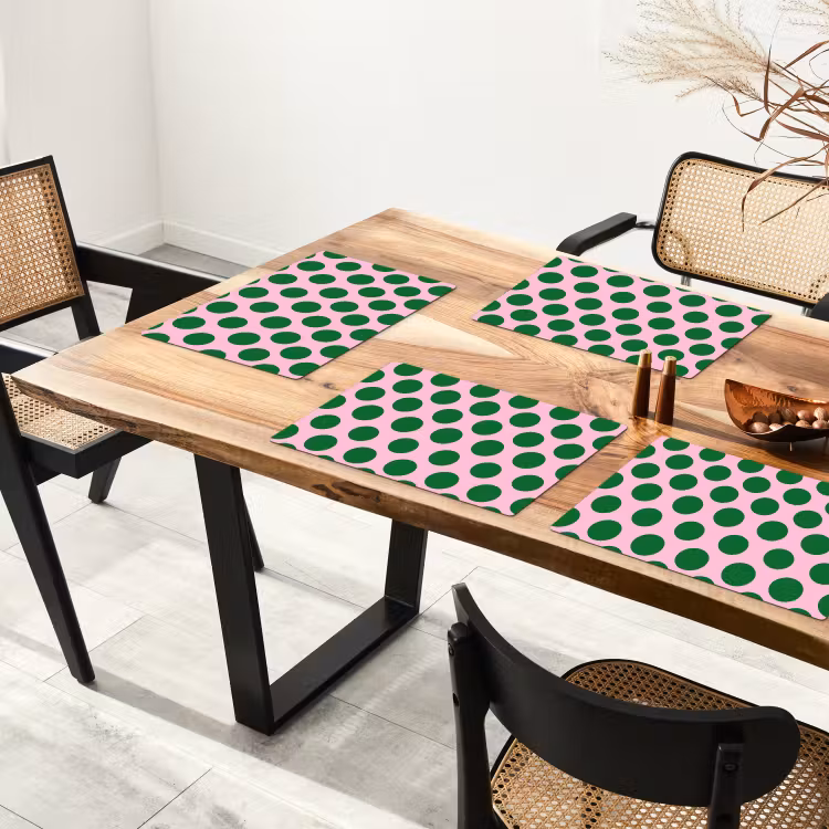 Placemat - 6 stuks - Polkadots - Patroon - Groen — 5