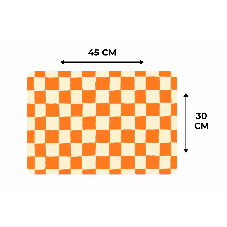 Placemat - 6 stuks - Schaak - Patroon - Oranje — 3