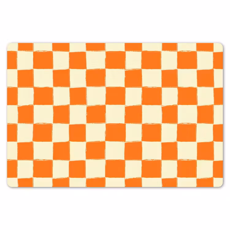 Placemat - 6 stuks - Schaak - Patroon - Oranje — 7