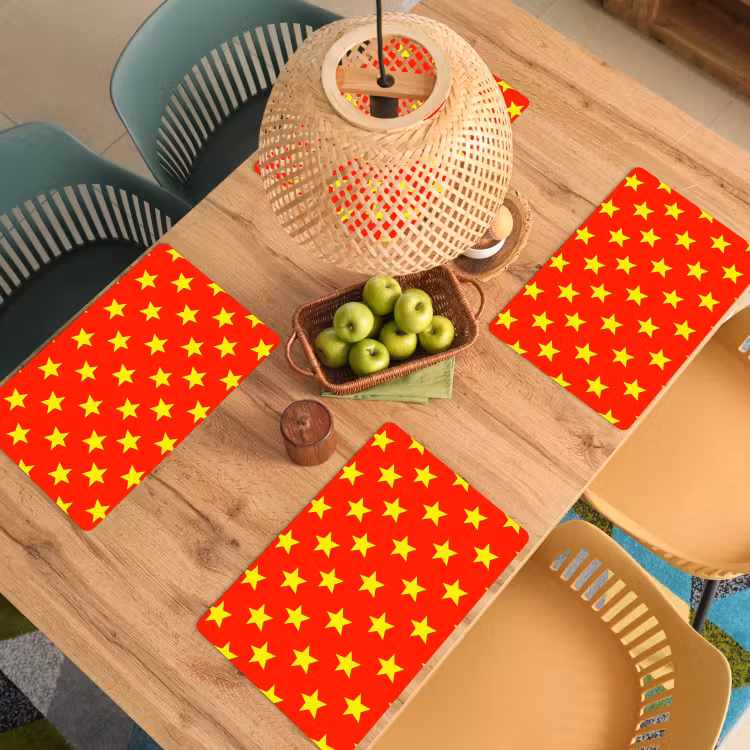 Placemat - 6 stuks - Ster - Patroon - Geel — 6