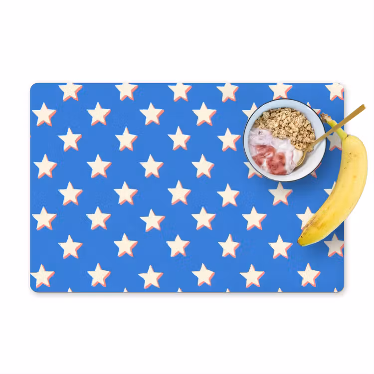 Placemat - 6 stuks - Sterren - Patroon - Blauw — 1