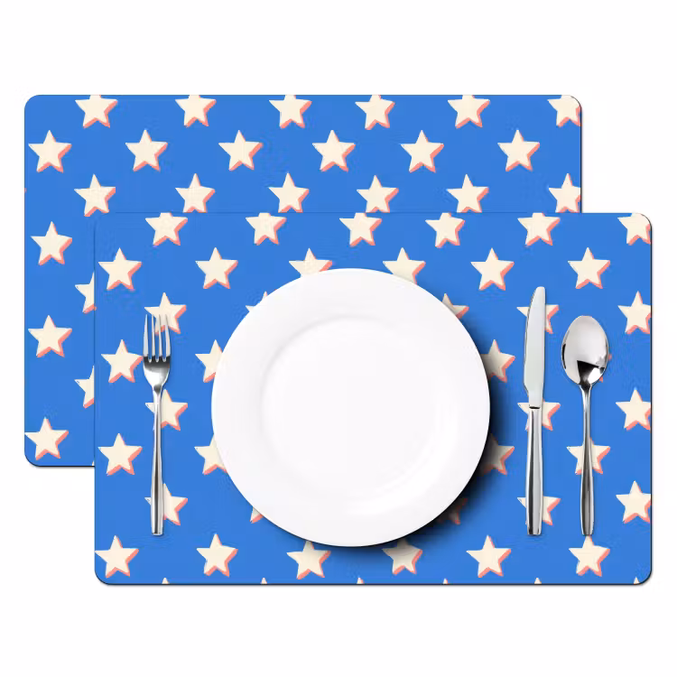 Placemat - 6 stuks - Sterren - Patroon - Blauw — 2