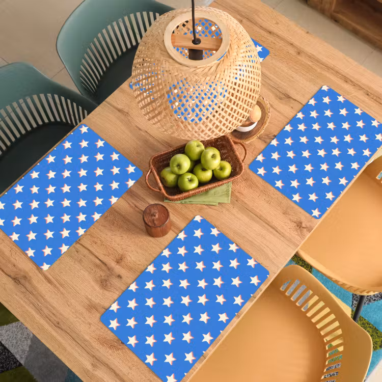 Placemat - 6 stuks - Sterren - Patroon - Blauw — 6