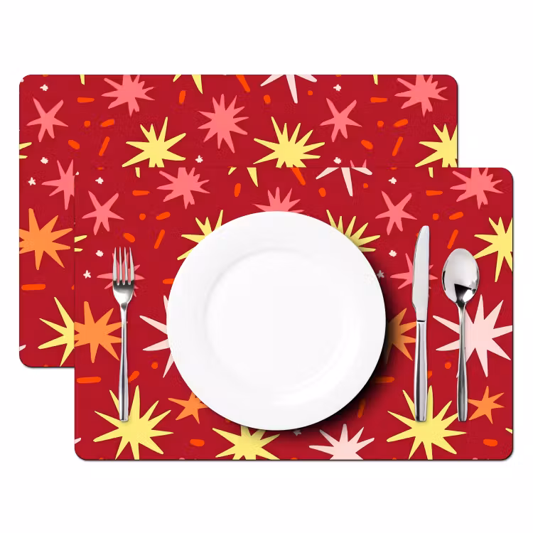 Placemat - 6 stuks - Sterren - Speels - Rood — 2