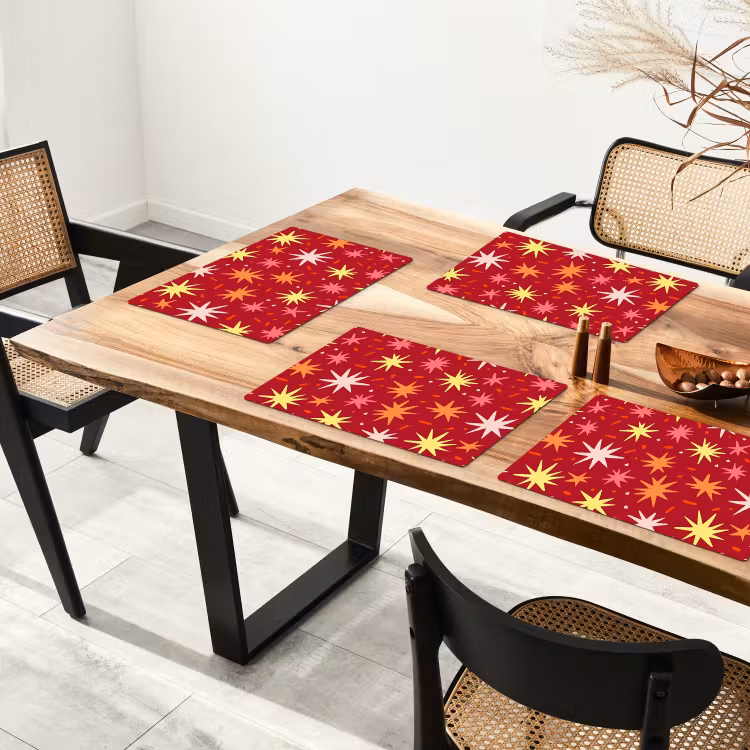 Placemat - 6 stuks - Sterren - Speels - Rood — 5