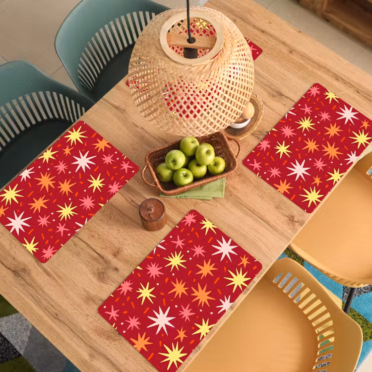 Placemat - 6 stuks - Sterren - Speels - Rood — 6