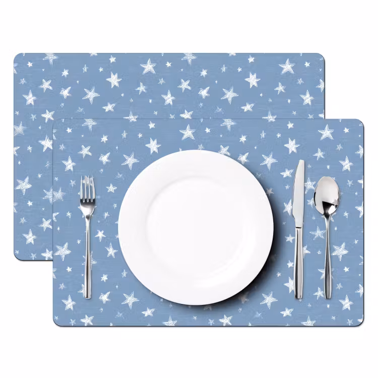 Placemat - 6 stuks - Sterretjes - Patroon - Blauw — 2