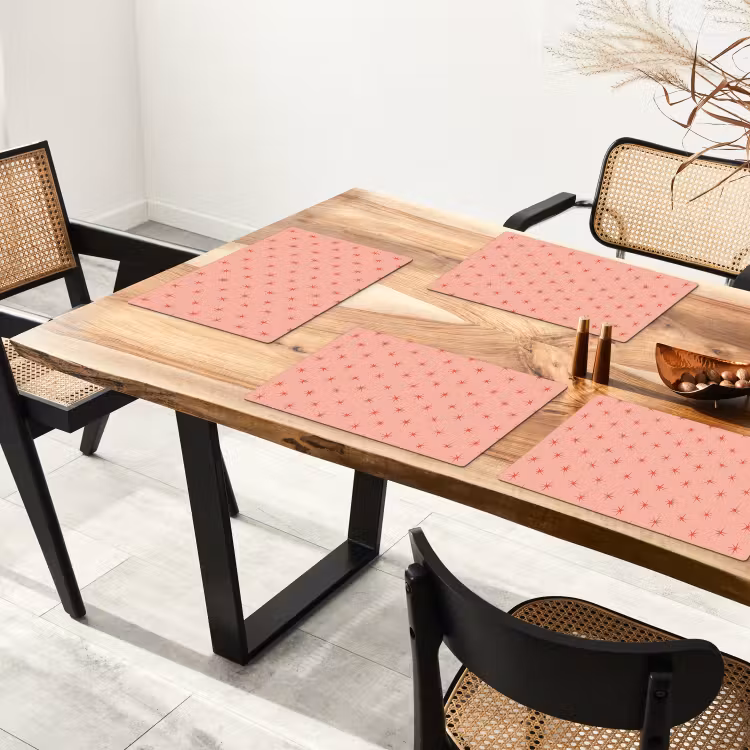 Placemat - 6 stuks - Sterretjes - Patroon - Oranje — 5