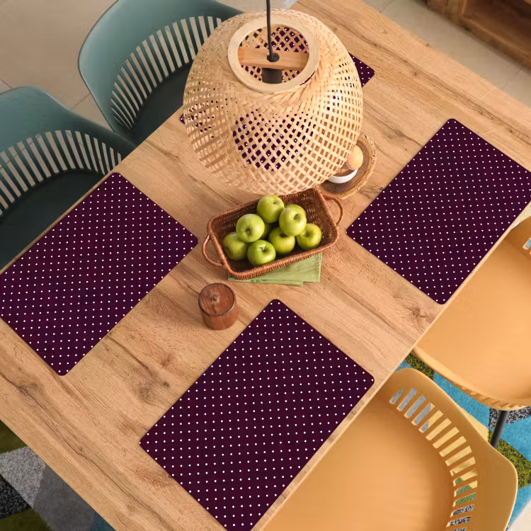 Placemat - 6 stuks - Stippen - Modern - Paars — 6