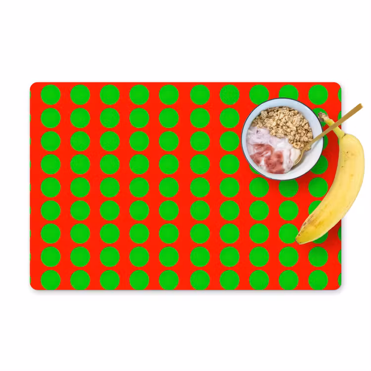 Placemat - 6 stuks - Stippen - Patroon - Groen — 1