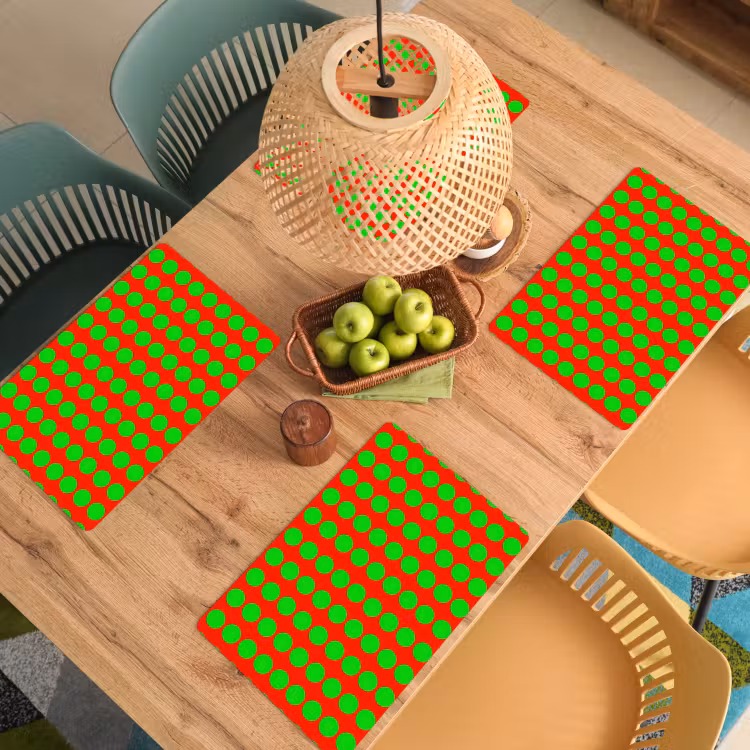 Placemat - 6 stuks - Stippen - Patroon - Groen — 6