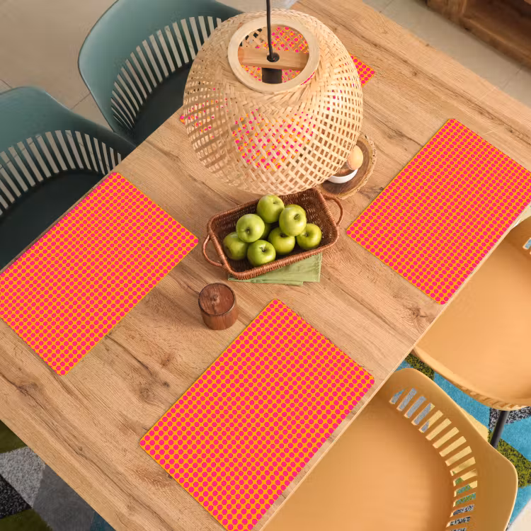 Placemat - 6 stuks - Stippen - Patroon - Oranje — 6