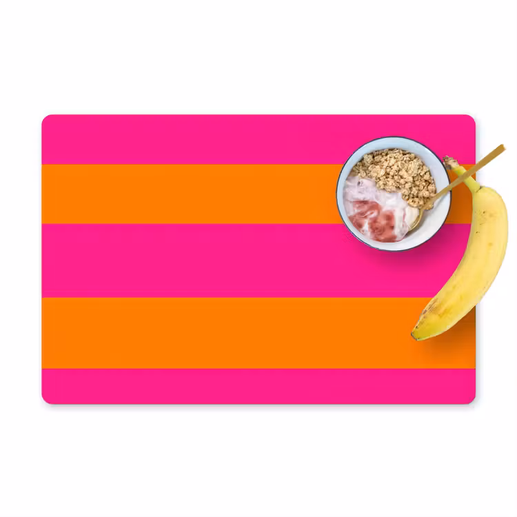 Placemat - 6 stuks - Strepen - Horizontaal - Roze — 1
