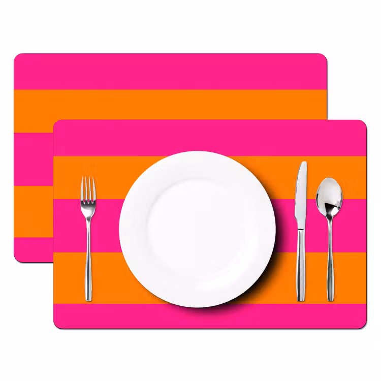 Placemat - 6 stuks - Strepen - Horizontaal - Roze — 2